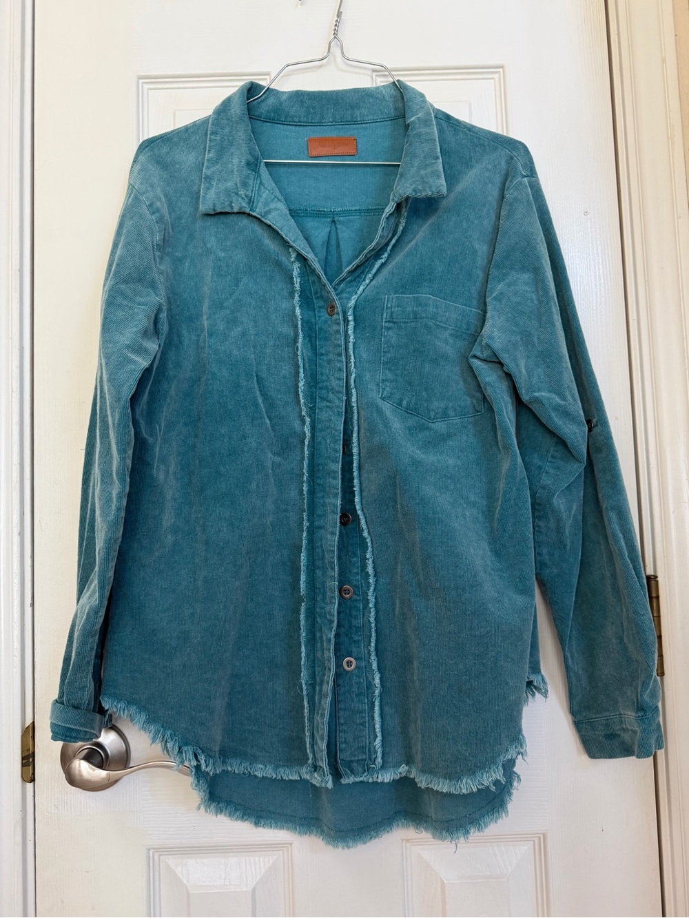 Umgee Teal Corduroy Button-Down Shirt/Shacket